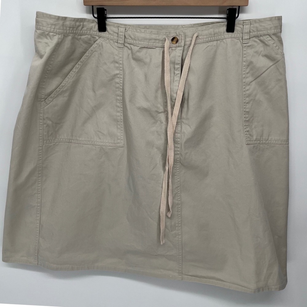 Carolina Blues Skirt Women 24W‎ Tan Cotton Twill Utility Casual Chino Pocket